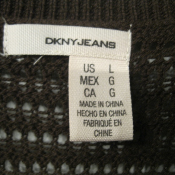 DKNY Open Knit Cardigan LG Dark Brown - Picture 2 of 4